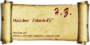 Haider Zdenkó névjegykártya